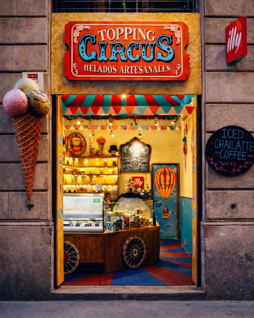 Image of top ice cream shop in Barcelona serving fresh gelato at Topping Circus, authored by Topping Circus & featured by http://toppingcircus.com/